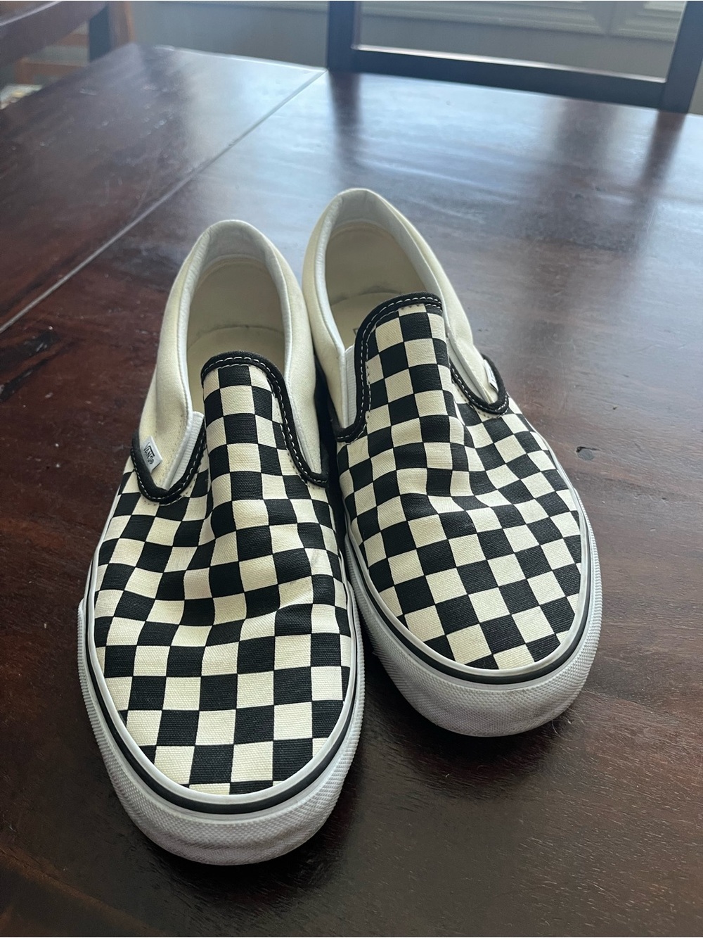 Vans Black and White Checkerboard Slip-On Shoes